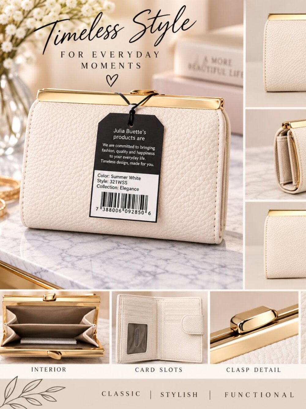 NWT Julia Buxton White Wallet w/ RFID Shield – Organized & Secure